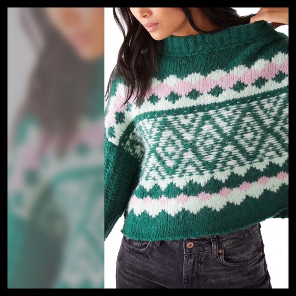 Free People Alpine Knit Pullover Spearmint Pine - Picture 3 of 7